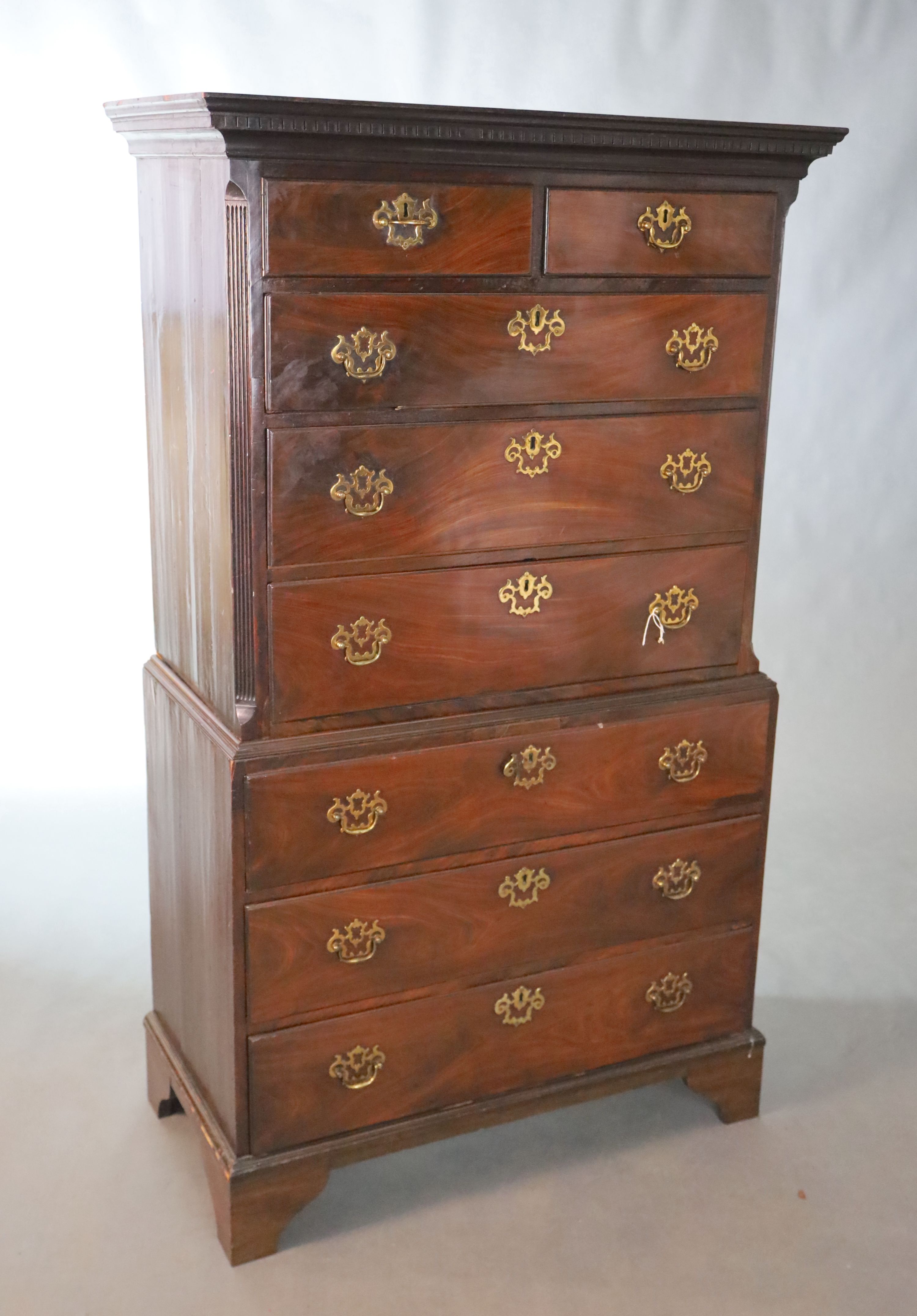 A George II mahogany chest on chest, W.100.5cm D.53.5cm H.175cm